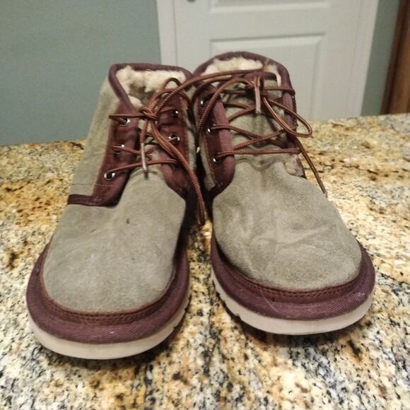 UGG Australia Neumel Mens Ankle Boots Taupe Suede Sheepskin 1095349 Size 6 - Picture 5 of 12